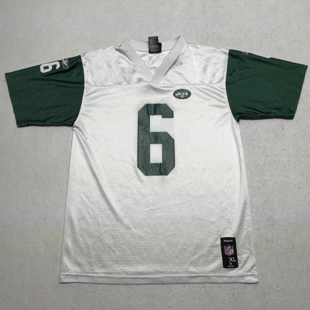 Reebok New York Jets Mark Sanchez NFL Jersey Youth XL White Green Y2K